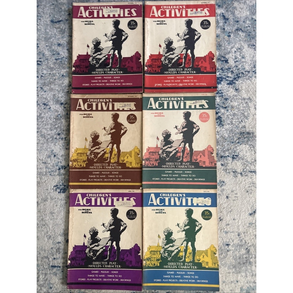 Vintage Lot of 6 Children's Activities Magazines from 1938 All In Good Condition